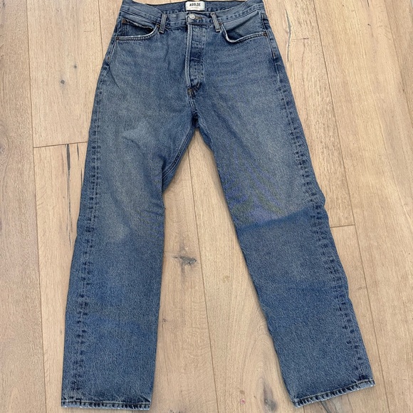 Agolde 90’s Pinch Waist High Rise Light Blue Straight Leg Jeans - Picture 3 of 6
